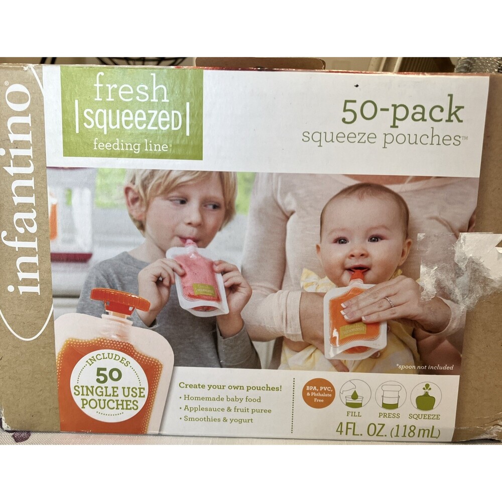Infantino Fresh Squeezed Food Pouches, 4 oz, 49 Pack/ BRAND NEW/ FREE SHIPPING